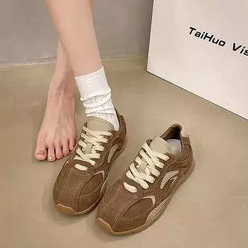 Женская обувь Dexun 2024 года, новые кроссовки для спорта и отдыха на плоской подошве в стиле ретро с нескользящей подошвой, подходящие по цвету кроссовки Forrest Gump Tide 35 коричневый