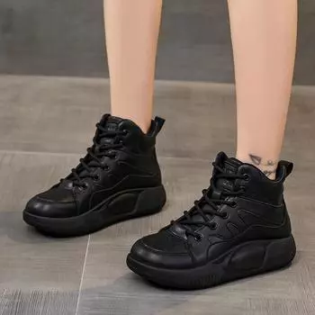 Женская обувь для активного отдыха, повседневные женские ботинки, классические ботильоны, женские, сшитые, с перекрестными шнурками, с круглым носком, низкие, на плоской подошве, с обувью для женщин 35 чёрный