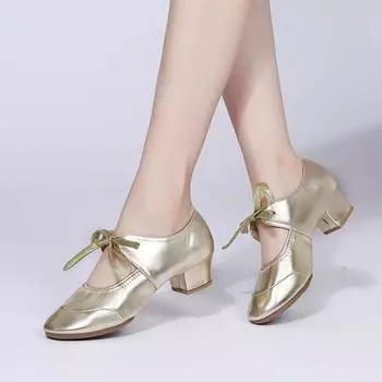 Женская обувь для бальных танцев из искусственной кожи, обувь для джаза, кроссовки для уличных танцев 34 чёрный