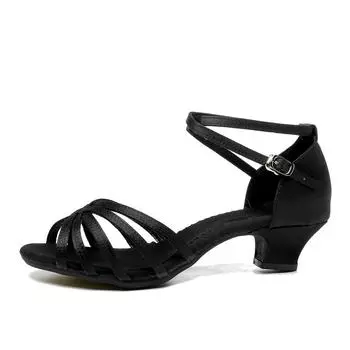 Женская обувь для бальных танцев, латинского танго, сальсы, на высоком каблуке 3,5 см 36 чёрный