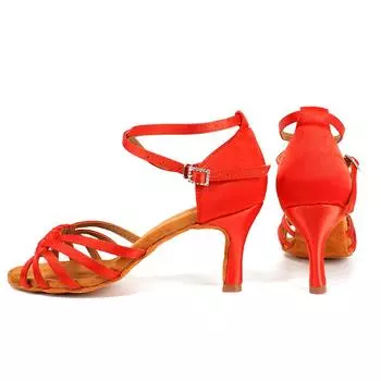 Женская обувь для бальных танцев, латинского танго, сальсы, на высоком каблуке 7 см 34 чёрный