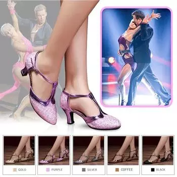 Женская обувь для бальных танцев, танго, сальсы, латинских танцев, вечерние туфли на каблуке 5,5 см