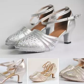 Женская обувь для бальных танцев, танго, латинских танцев, обувь с блестками, обувь для социальных танцев 36 золотой