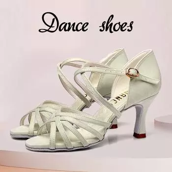 Женская обувь для бальных танцев, танго, латинского вальса, праздничная обувь для девочек на высоком каблуке 7 см 34 зелёный