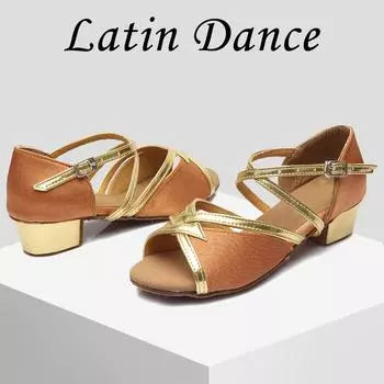Женская обувь для бальных танцев, туфли для латинского танго, сальсы, туфли на низком каблуке 3,5 см 30 чёрный
