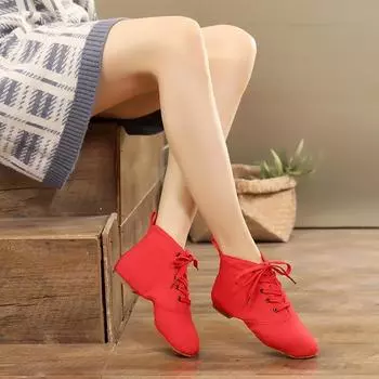 Женская обувь для джазовых танцев Giels, танцевальные ботинки на шнуровке, женские бальные туфли на каблуке 1 см 34 чёрный