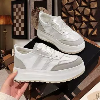 Женская обувь для ходьбы Модная женская обувь 2024 года Тренд Кроссовки Удобная женская обувь для бега Повседневные туфли на платформе Лоферы 35 серебряный