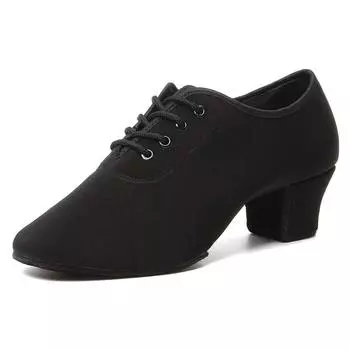 Женская обувь для латиноамериканских танцев Salsa Tango Laces Leather Dance Block Heel Dance Shoes 3.5cm-38