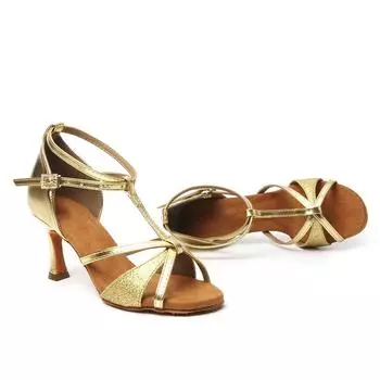 Женская обувь для латинских бальных танцев на каблуке 7 см, сальса-чача 34 чёрный