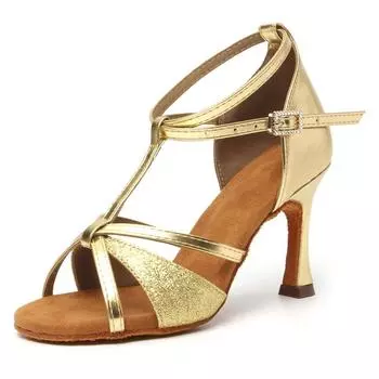 Женская обувь для латинских бальных танцев на каблуке 8,5 см для девочек, сальса-чача 34 чёрный