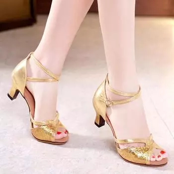 Женская обувь для латинских танцев 5,5 см, удобная танцевальная обувь для девочек, танго, бальных танцев 41 золотой