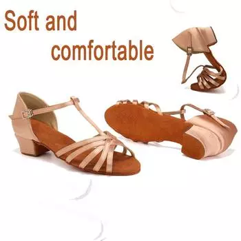 Женская обувь для латинских танцев, бальные туфли для танцев на высоком каблуке, обувь для вечеринок с мягкой подошвой для танго и сальсы, женские сандалии для девочек 34 чёрный
