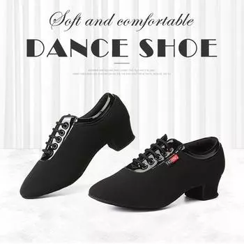 Модные женские туфли для взрослых латиноамериканских танцев Обувь для учителей Обувь на среднем каблуке Джазовая обувь для танцев Современные бальные танцы 34 чёрный