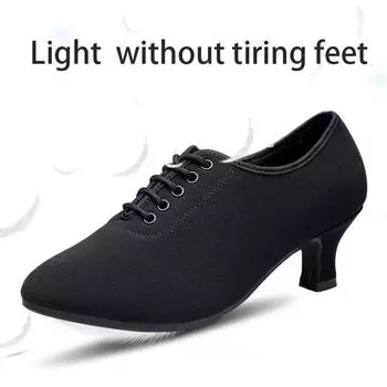 Модные женские туфли для взрослых латиноамериканских танцев Обувь для учителей Обувь на среднем каблуке Джазовая обувь для танцев Современные бальные танцы 34 чёрный