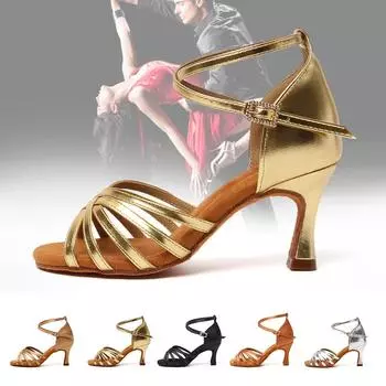 Женская обувь для латинских танцев на каблуке 7 см, профессиональная обувь для бальных танцев в помещении 34 чёрный