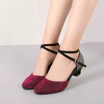 Женская обувь для латинских танцев на среднем каблуке 3,5 см для взрослых, обувь для бальных танцев, танго, сальсы 34 золотой