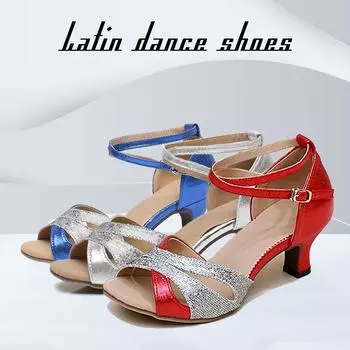 Женская обувь для латинских танцев на среднем каблуке 5,5 см для взрослых, обувь для бальных танцев, танго, сальсы 34 золотой