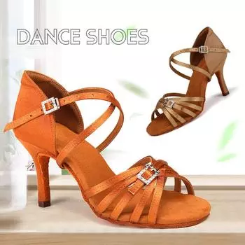 Женская обувь для латинских танцев на высоком каблуке 8,5 см, обувь для бальных танцев, сальсы, танго 34 чёрный