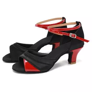 Женская обувь для латинских танцев на замшевой подошве, обувь для бальных танцев танго, кубинские каблуки 34 красный