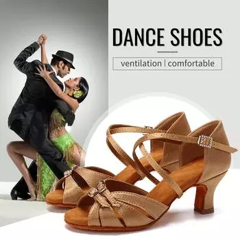 Женская обувь для латинских танцев, обувь для бальных танцев, туфли на высоком каблуке 6 см 37 чёрный