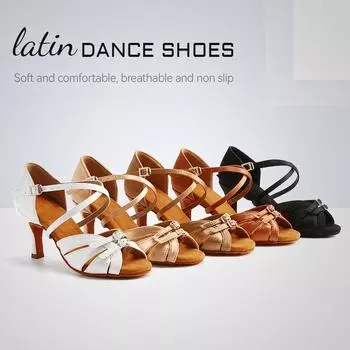 Женская обувь для латинских танцев, обувь для бальных танцев, туфли на высоком каблуке 7,5 см 34 чёрный