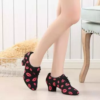 Женская обувь для латинских танцев, обувь для джазовых взрослых, бальных танцев, обувь для учителей, кроссовки для современных танцев 34 чёрный