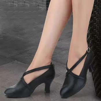 Модные туфли для латинских танцев для женщин, женская кожаная обувь для вечеринок, национальный стандарт, бальные туфли для вальса 34 чёрный