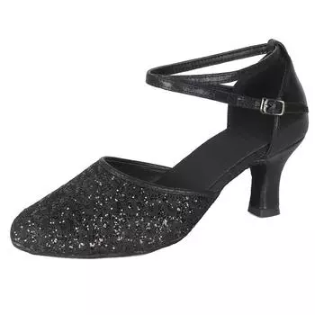 Женская обувь для латинских танцев, женская обувь для танго на высоком каблуке, модная женская обувь для латинского современного джаза, домашняя танцевальная обувь на мягкой подошве 34 чёрный
