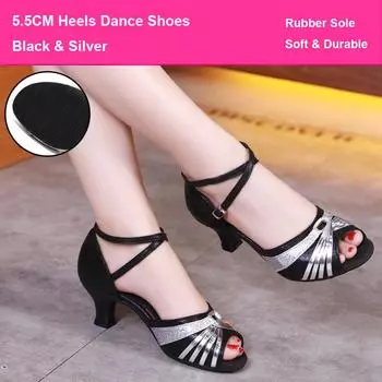 Женская обувь для латинских танцев, женские сандалии для танцев на весну и лето, современная обувь для джаза и танго, бальные туфли на каблуке 3,5 см 5,5 см с мягкой подошвой 35