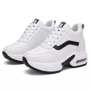 Женская обувь для осени и зимы, новый стиль с увеличенной высотой внутри, толстая подошва, повседневная модная обувь из бисквита, спортивная женская обувь для бега 35 белый