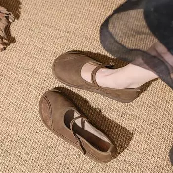 Женская обувь для отдыха с круглым носком на мягкой подошве в стиле ретро, новая летняя модная обувь с одной линией и пряжкой для мам, женские туфли на плоской подошве 42 зелёный
