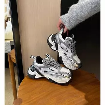 Женская обувь для папы на толстой подошве, весенне-осенние универсальные дышащие модные повседневные кроссовки для женщин 35