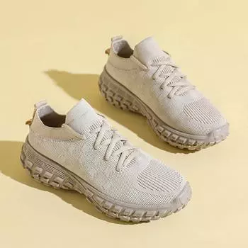 Женская обувь для папы, новинка весны 2023 года, летающая тканая обувь. Дышащая и удобная обувь на толстой подошве. Женская спортивная обувь. Женская повседневная обувь. 36 чёрный