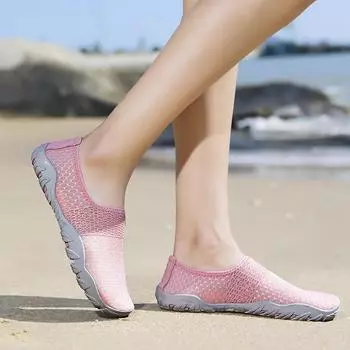 Женская обувь для пляжа с мягкой подошвой, нескользящая, для ручья, летняя, для пары, для отпуска на море, пляжная обувь для рафтинга, кроссовки для бега, мужская и женская обувь 35 розовый