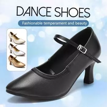 Женская обувь для современных танцев, обувь для бальных танцев на мягкой подошве с закрытым носком, средний каблук 34 серебряный