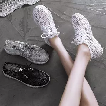 Женская обувь, дышащие туфли на плоской подошве со шнуровкой, легкая обувь с дышащей сеткой, повседневные кроссовки 35 белый