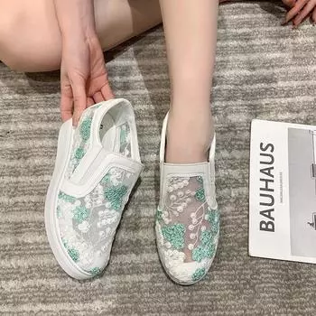 Женская обувь, дышащие туфли на плоской подошве со шнуровкой, легкая обувь с дышащей сеткой, повседневные универсальные кроссовки Zapatos De Mujer 35 белый