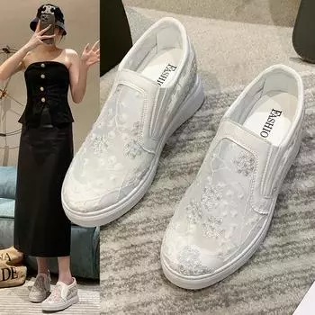 Женская обувь, дышащие туфли на плоской подошве со шнуровкой, легкая обувь с дышащей сеткой, повседневные универсальные кроссовки Zapatos De Mujer 35 белый