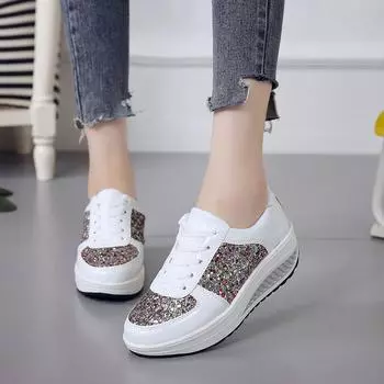 Женская обувь европейского и американского дизайна 2024 года, осень-зима, блестки, сверхлегкая спортивная обувь, женская обувь Shake Zapatillas 35 чёрный