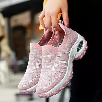 Женская обувь Flyknit на воздушной подушке, лето 2023, женская повседневная обувь, внешняя торговля, модная тенденция, дышащая женская обувь 36 чёрный