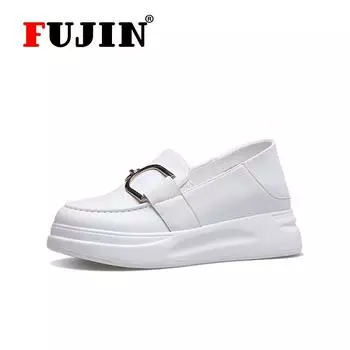Женская обувь Fujin, дышащая непромокаемая обувь на танкетке из микрофибры, кожаная обувь на платформе, женские кроссовки, повседневная обувь