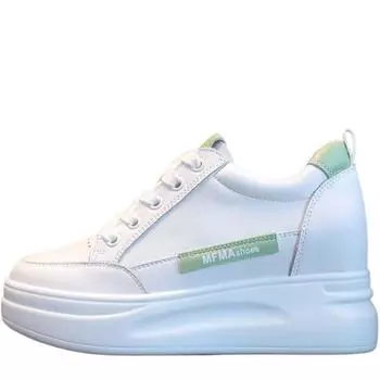 Женская обувь Harajuku Hollow Breathable Inner с увеличенным ростом, на шнуровке, с наклонным каблуком, универсальная, толстая подошва, спортивная обувь, модная 34 серый