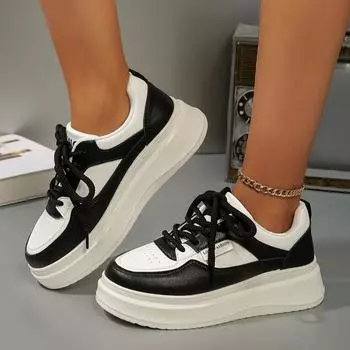 Женская обувь, хит продаж, женская вулканизированная обувь на шнуровке, осенняя обувь с круглым носком, разноцветная, для отдыха на открытом воздухе, повседневная, большого размера, спортивная обувь 35