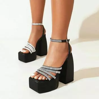 Женская обувь импортного производства, водонепроницаемые сандалии для стола, женские, с открытым носком, со стразами, пряжкой, полым цветным Т-образным носком, женские сандалии для подиума 34 красный