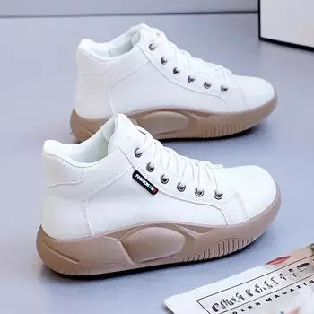 Женская обувь Ins Повседневная обувь Высокие белые туфли Женские ботинки Студенческая обувь на платформе Женская спортивная обувь 35