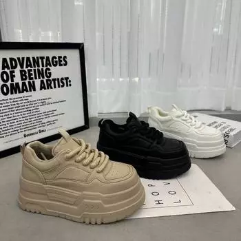 Женская обувь из искусственной кожи 2024 года, зимняя обувь на толстой подошве, нескользящая повседневная обувь на платформе, обувь для хлеба Zapatos para mujeres 35 белый