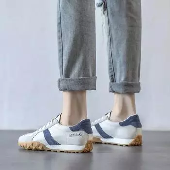 Женская обувь из мягкой кожи, удобные дышащие повседневные кроссовки, новые корейские нескользящие спортивные туфли на шнуровке на плоской подошве, кроссовки для бега 35