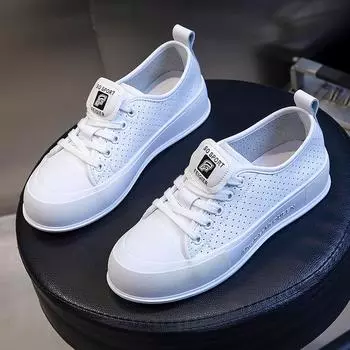 Женская обувь из натуральной кожи 2025 года, новые летние дышащие модные спортивные и повседневные туфли, женские универсальные туфли на плоской подошве белого цвета для детей 35