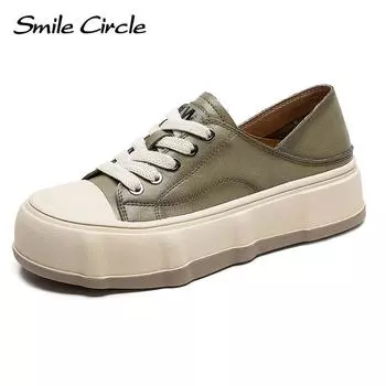 Женская обувь из натуральной кожи, низкие туфли на плоской подошве со шнуровкой, модная удобная повседневная обувь 35 зелёный