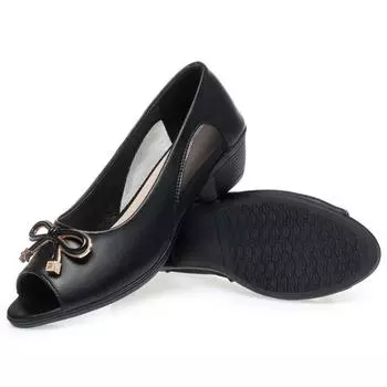 Женские босоножки из натуральной кожи на низком каблуке 39 чёрный